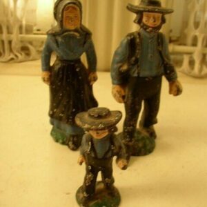 Vintage, Rare, 3-pc Cast Iron Amish Family