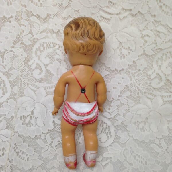 Vintage, 1950s Sun Rubber Doll in Red and White Playsuit