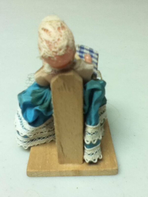 Vintage, Dollhouse, Tiny Celluloid Doll in Blue Gown