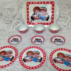 1970s,10pc Chein-Bobb Merrill Raggedy Ann Tin Tea Set