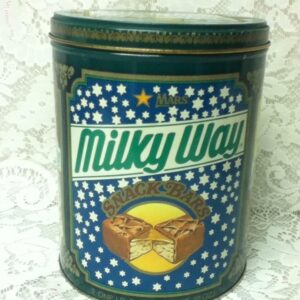 1980 Milky Way Advertising Candy Tin Box , 7.5in L x 6in Diameter