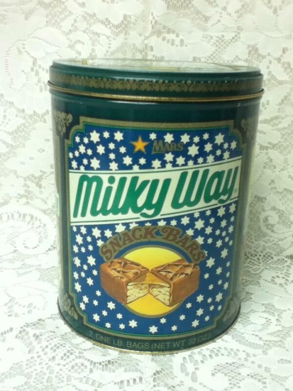 1980 Milky Way Advertising Candy Tin Box , 7.5in L x 6in Diameter