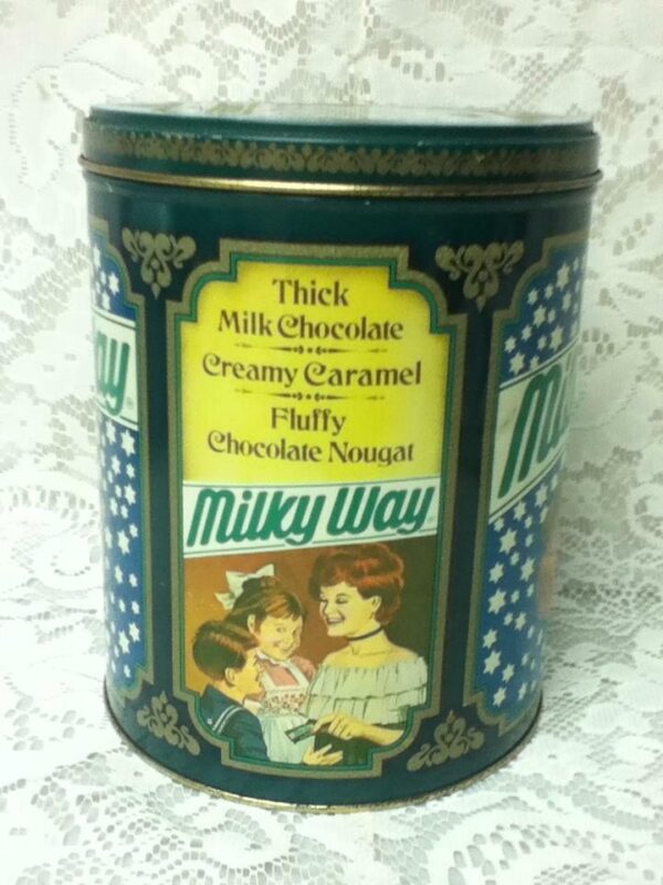 1980 Milky Way Advertising Candy Tin Box , 7.5in L x 6in Diameter