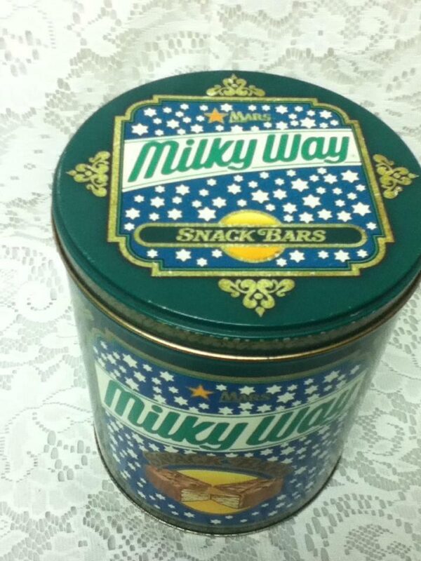 1980 Milky Way Advertising Candy Tin Box , 7.5in L x 6in Diameter