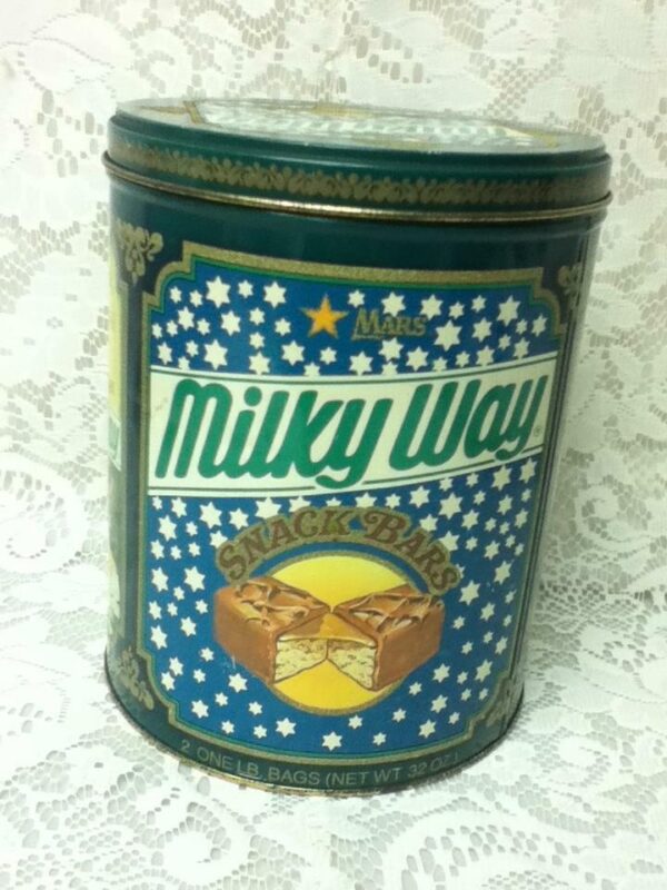 1980 Milky Way Advertising Candy Tin Box , 7.5in L x 6in Diameter