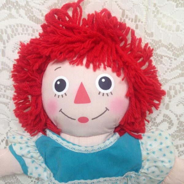 Hasbro 2002, 16in Raggedy Ann Doll in Blue Hearts Printed Dress