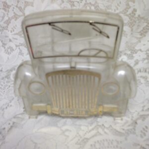 Vintage, 1950s JSNY Figural Car Coin Bank- Case 7in x 6.5in x 2in