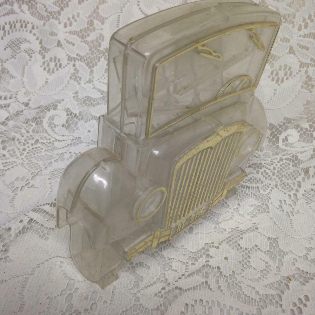 Vintage, 1950s JSNY Figural Car Coin Bank- Case  7in x 6.5in x 2in