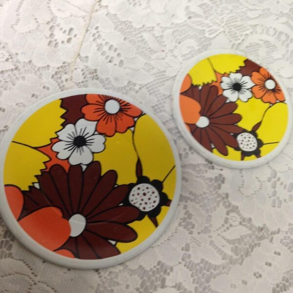 1960-70s 3-pc Orange Floral Child’s Tin Tea Set