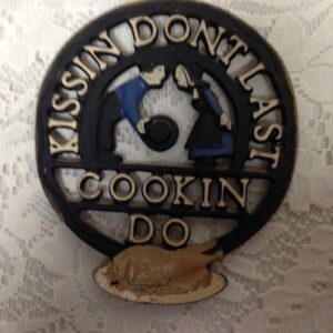 Vintage, Kissing Don't Last, Cast Iron Hot Pot- Trivet 7in x 5.5in