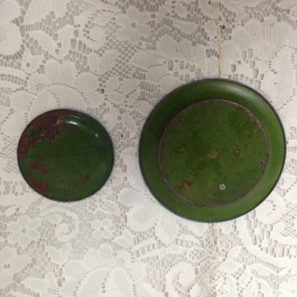 1930s , Rare Ohio Art Blue Delph 2pc Child's Tin Dishes