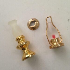 Vintage Doll House Miniatures Made in Holland 2pc Brass Oil Lamp and Candle Lamp