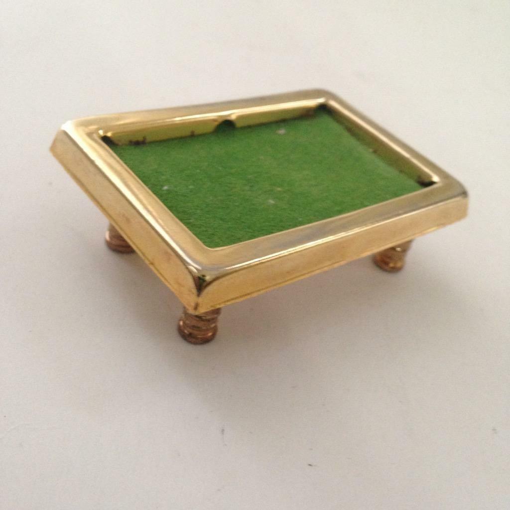 Vintage Doll House Miniatures, Made in Holland, Brass Pool Table 1.5in x 2.5in