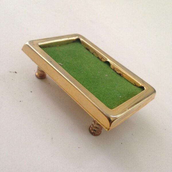 Vintage Doll House Miniatures, Made in Holland, Brass Pool Table 1.5in x 2.5in