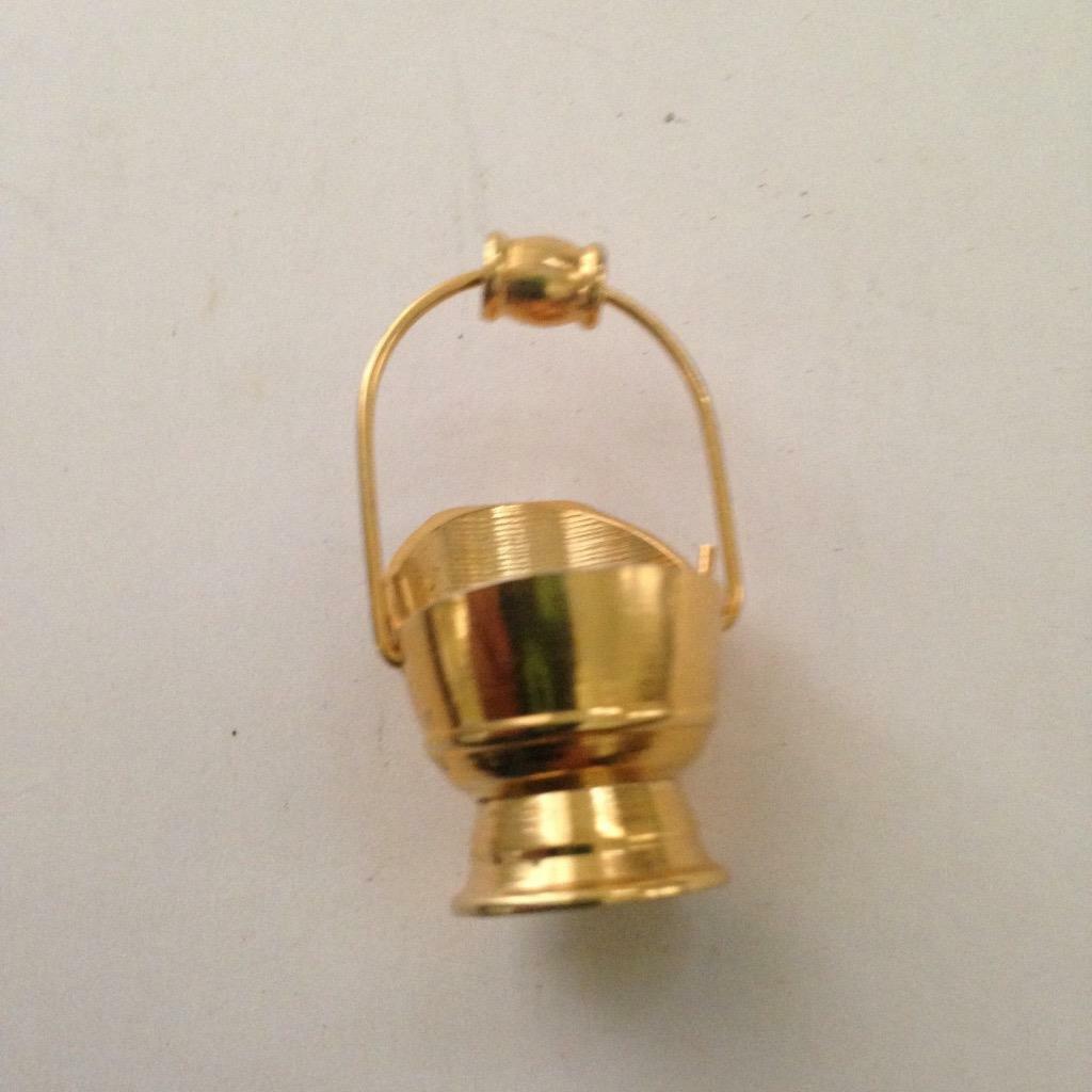 Vintage Doll House Miniatures, Made in Holland, 1.5in Brass Coal Scuttle