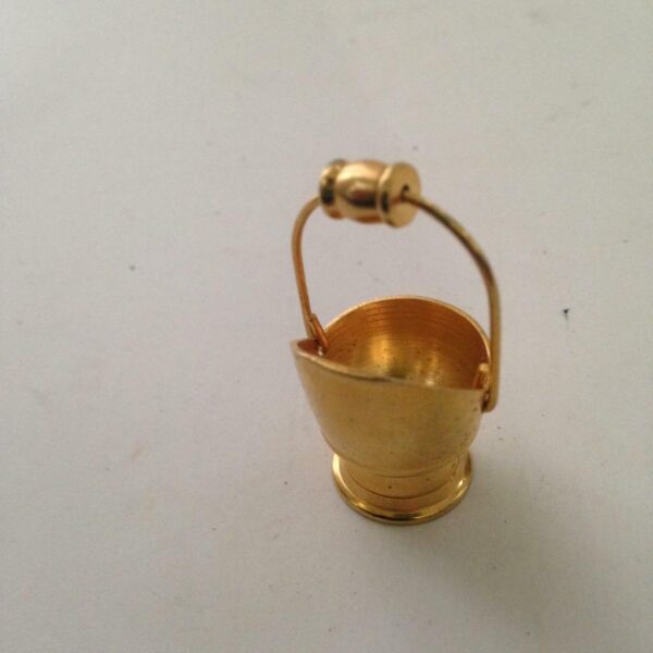 Vintage Doll House Miniatures, Made in Holland, 1.5in Brass Coal Scuttle