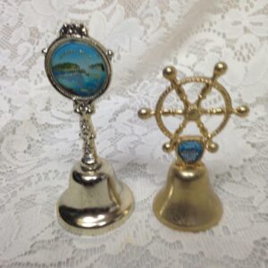 Vintage, 2pc Gold Tone Souvenir Bells, Niagara Falls and Western Cruise Lines