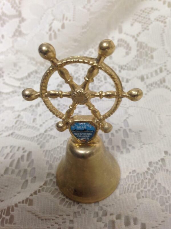 Vintage, 2pc Gold Tone Souvenir Bells, Niagara Falls and Western Cruise Lines