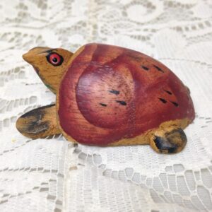 Carved Wood, Brown Turtle Miniature 2.5in x 2in x 1in