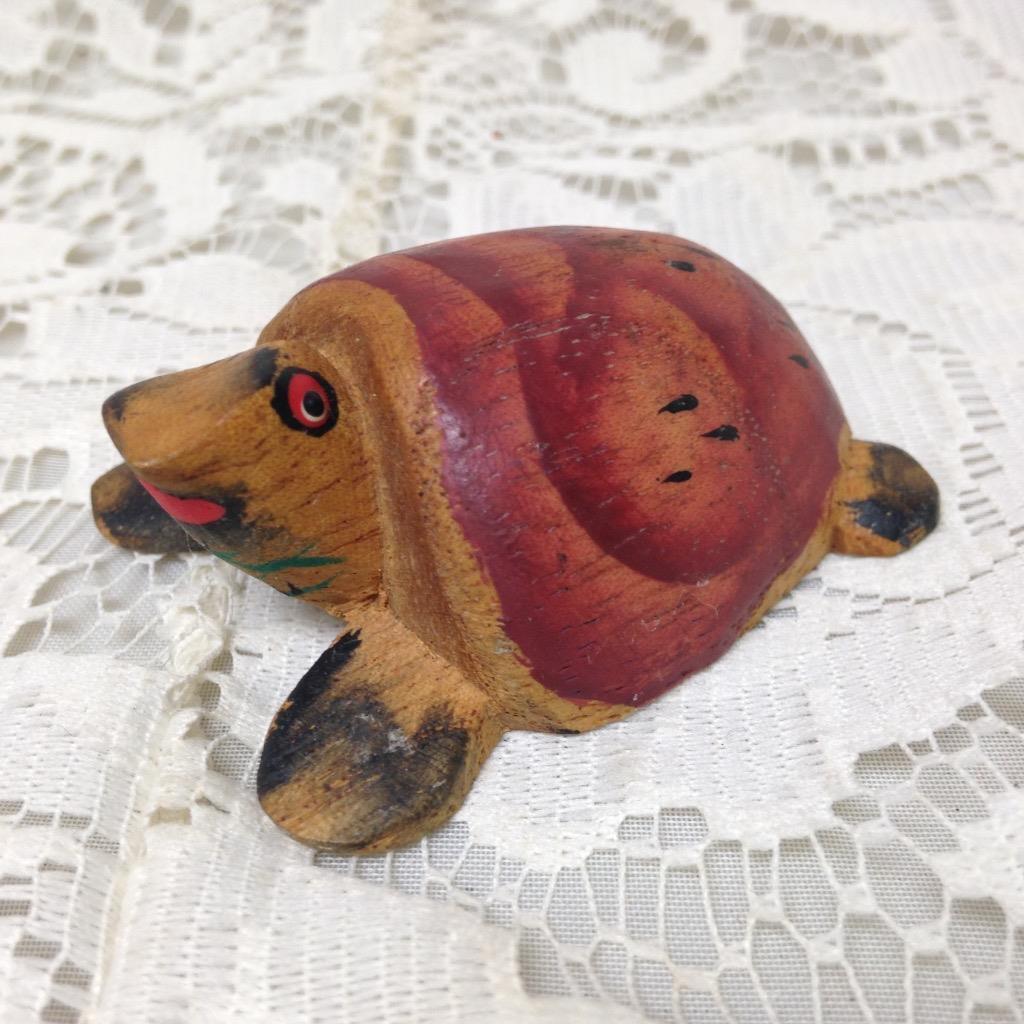 Carved Wood, Brown Turtle Miniature 2.5in x 2in x 1in