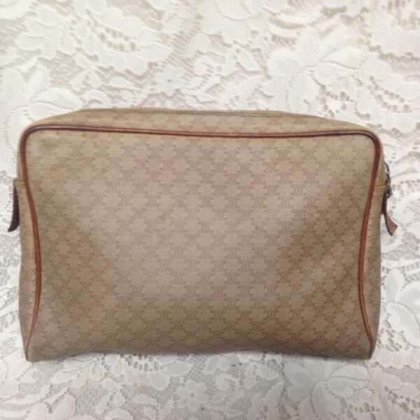 Celine, Paris, Italy Cream Mono Large Size Cosmetic Pouch 11in x 7in x 2.5in