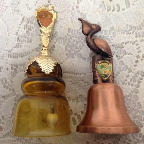 Vintage, 2pc Souvenir Bells, Florida and West Virginia