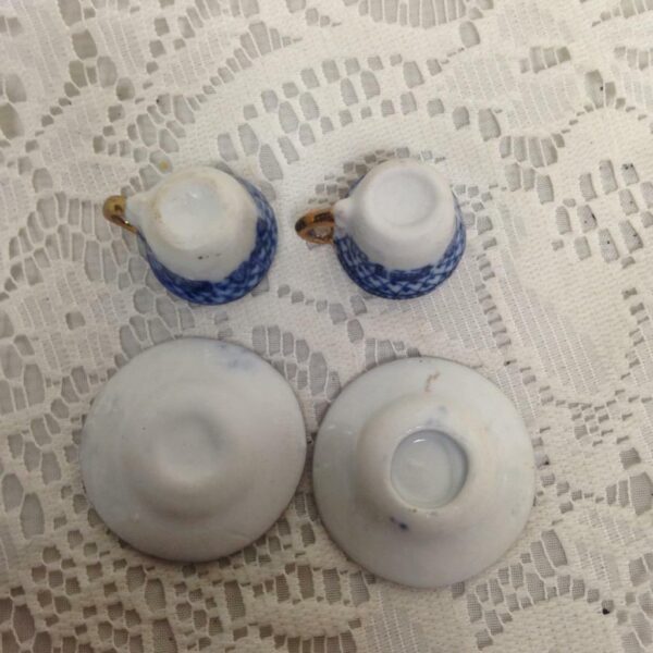 Vintage, Norcross, Blue Willow 8pc Doll House - Miniature Tea Set for 2