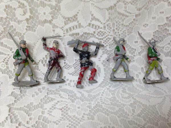 Vintage, Painted, 5-pcs Miniature Soldiers 2 to 2.5in each (#12)