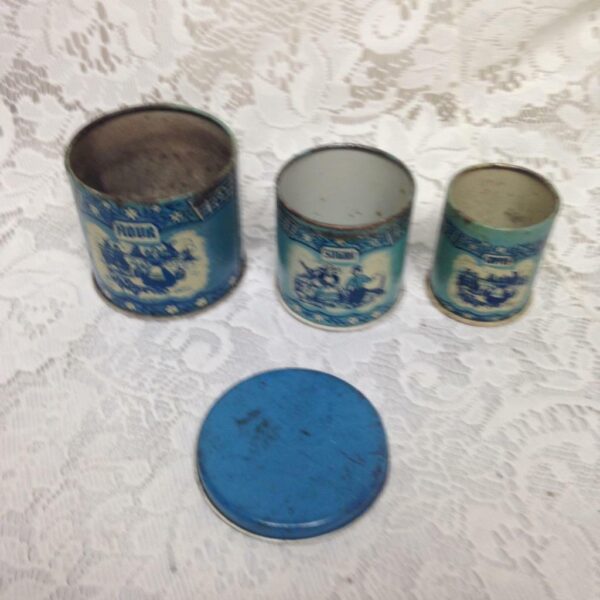 Rare 1948 Child's Wolverine Delft 4-pc Canister Set