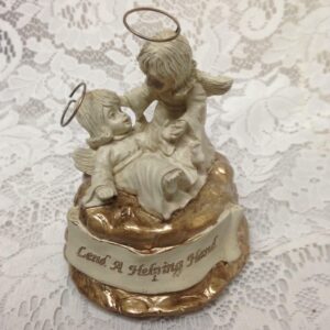 "Lend a Helping Hand" Christmas Cherubs Music Box 5in x 4in