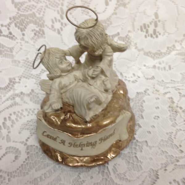 "Lend a Helping Hand" Christmas Cherubs Music Box 5in x 4in