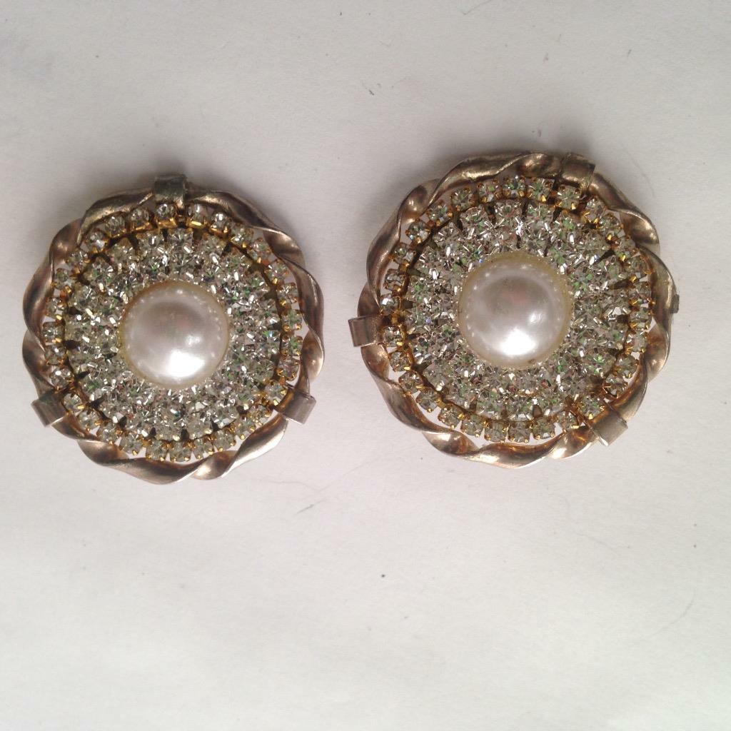 Vintage, Rare 1950s, Star Gold Tone, 2 Pairs Clip Earrings (C)