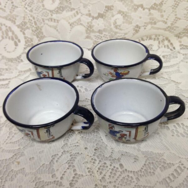 Antique, Rare Set, 17pc Nursery Rhyme, Enamelware Tea Set (A)