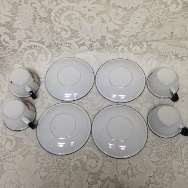 Antique, Rare Set, 17pc Nursery Rhyme, Enamelware Tea Set (A)