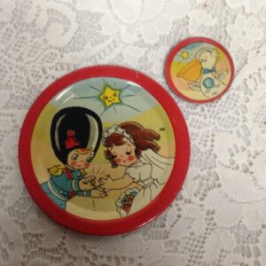 1940-50s Ohio Art, #105 The Wedding, 2-pc Child's Tin Dishes