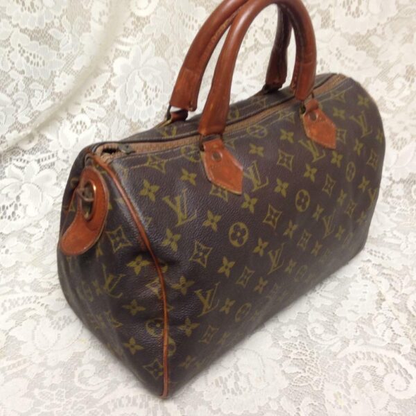 Louis Vuitton Brown Mono Boston Speedy 30 Hand Bag 12.5in x 8in x 6in