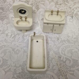 Vintage, Dollhouse, 3pc Wooden Bathroom-Vanity Set