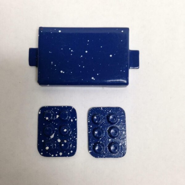 Vintage Doll House Miniatures, 3pc Blue Enamelware Bakeware (1in to 2in)