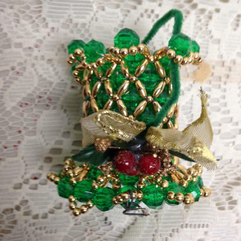 Vintage, Rare, 3pc Christmas Beaded Ornaments 3in