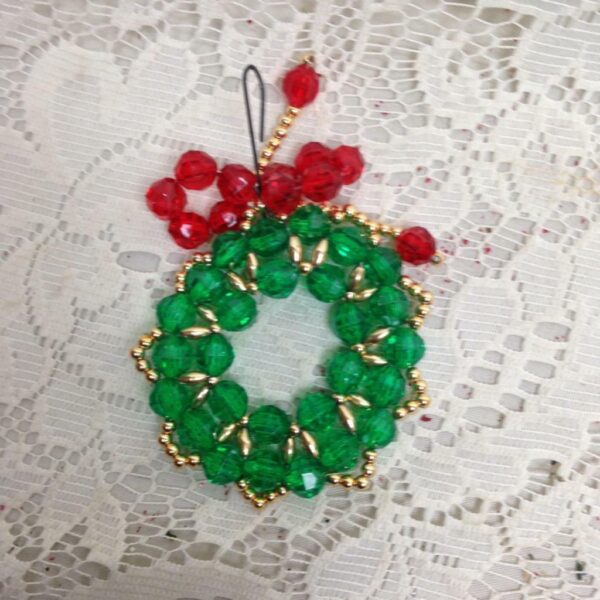 Vintage, Rare, 3pc Christmas Beaded Ornaments 3in