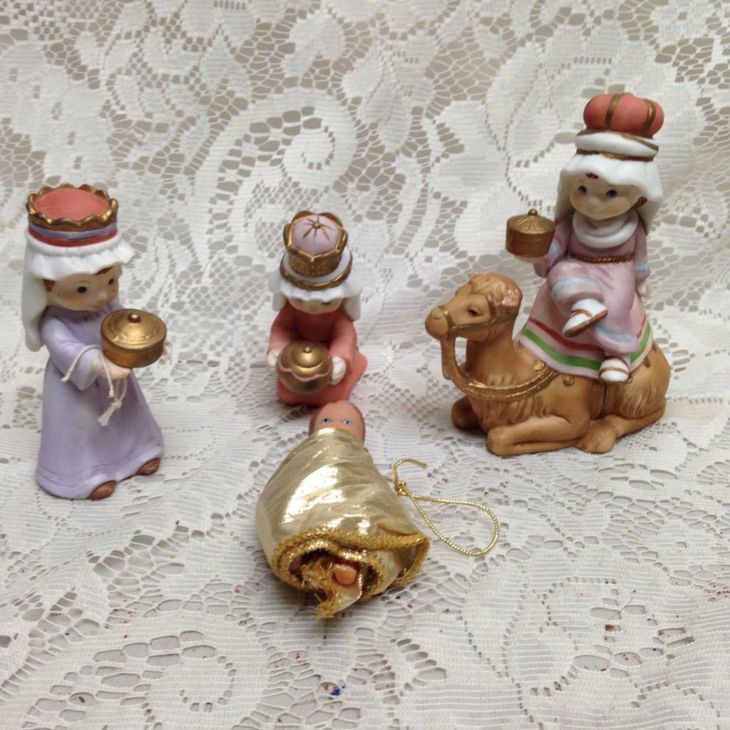 Vintage, Rare, 4pc Christmas Nativity Set 5in to 3in each