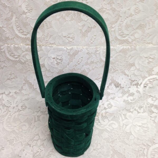 Vintage, Green Velour Candy Cane, Spooner, Floral , Whatnots Basket 8in x 5inD