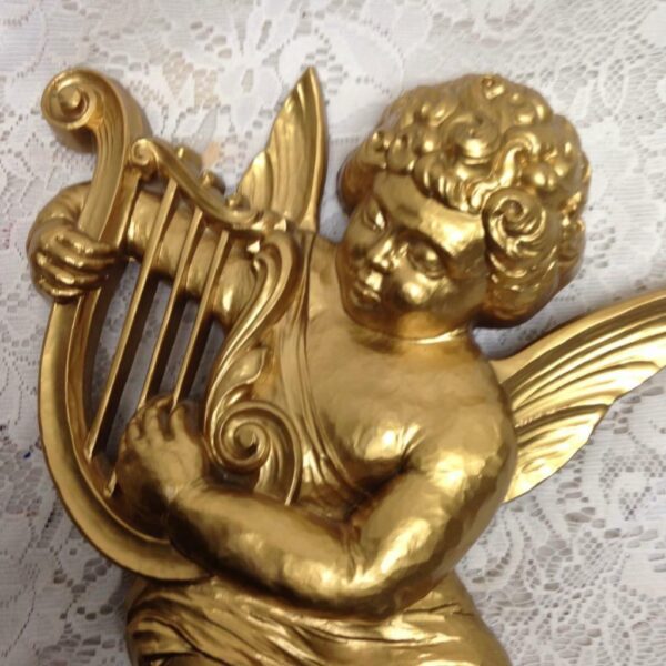 Vintage, Syroco 1963 Pair of Large, Gold Cherubs Wall Decor 16in x 11in each