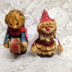 Vintage, Rare, 2pc Christmas Ornaments- Paper Mache Santa and Drummer Boy