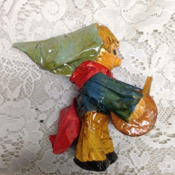 Vintage, Rare, 2pc Christmas Ornaments- Paper Mache Santa and Drummer Boy