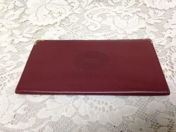 Authentic, Cartier Burgundy, Leather Bifold Organizer 7.5in x 4in