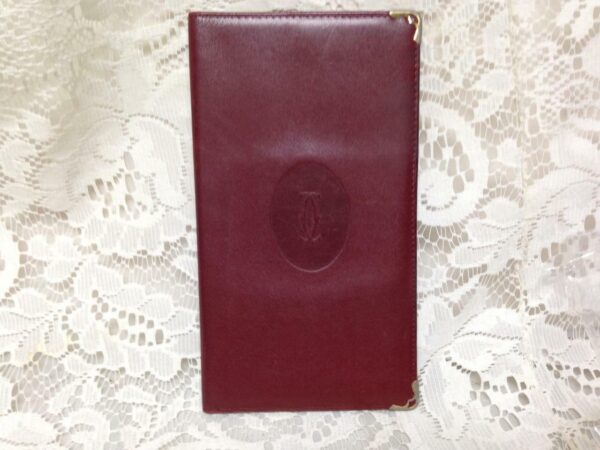 Authentic, Cartier Burgundy, Leather Bifold Organizer 7.5in x 4in