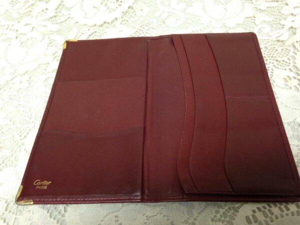 Authentic, Cartier Burgundy, Leather Bifold Organizer 7.5in x 4in