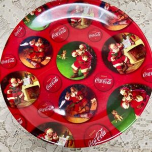 Vintage, Gibson Coca Cola Round Christmas Santa Plate 9in D