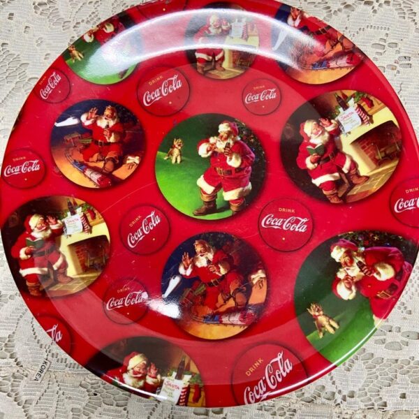 Vintage, Gibson Coca Cola Round Christmas Santa Plate 9in D